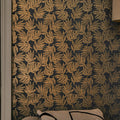 Speckled Leaf Wallpaper in Navy with Gold Foil