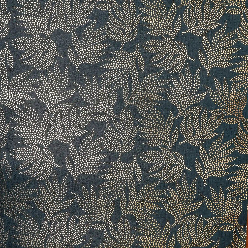 Speckled Leaf Wallpaper in Navy with Gold Foil
