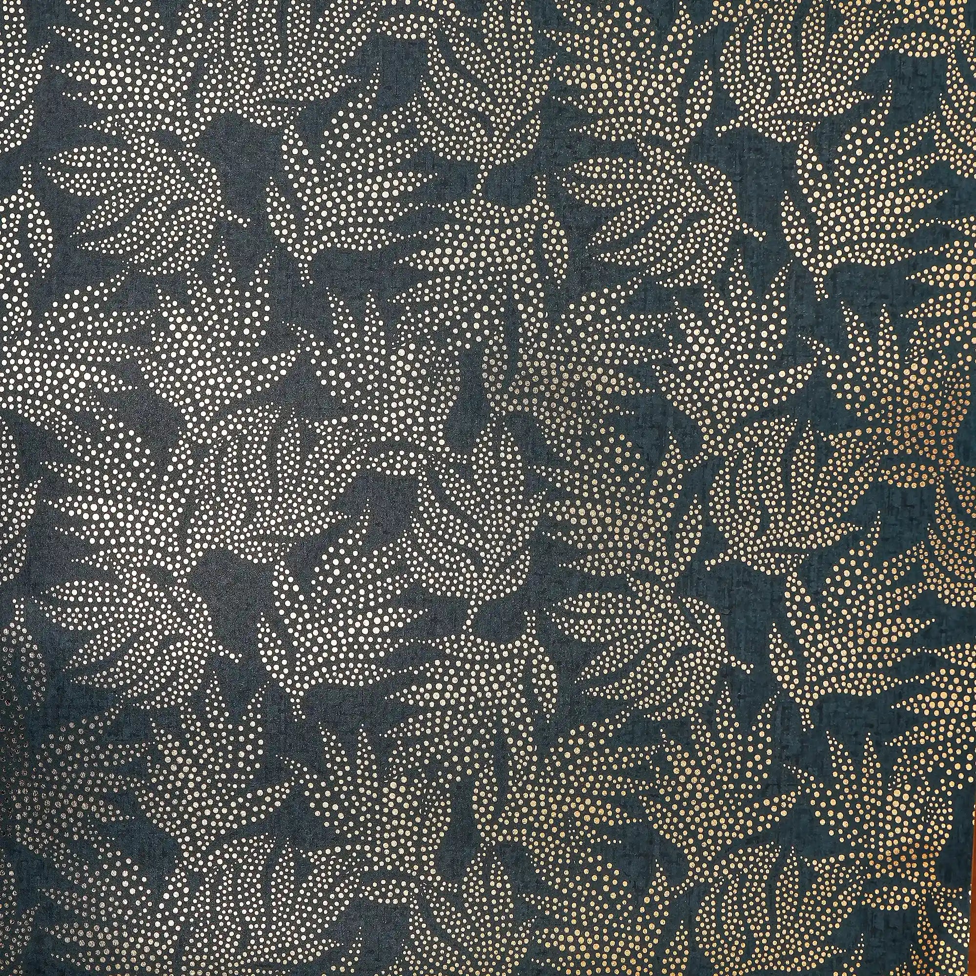 Speckled Leaf Wallpaper in Navy with Gold Foil