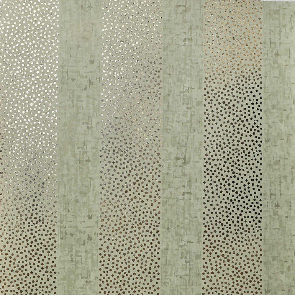 Speckled Stripe Wallpaper in Green with Gold Foil