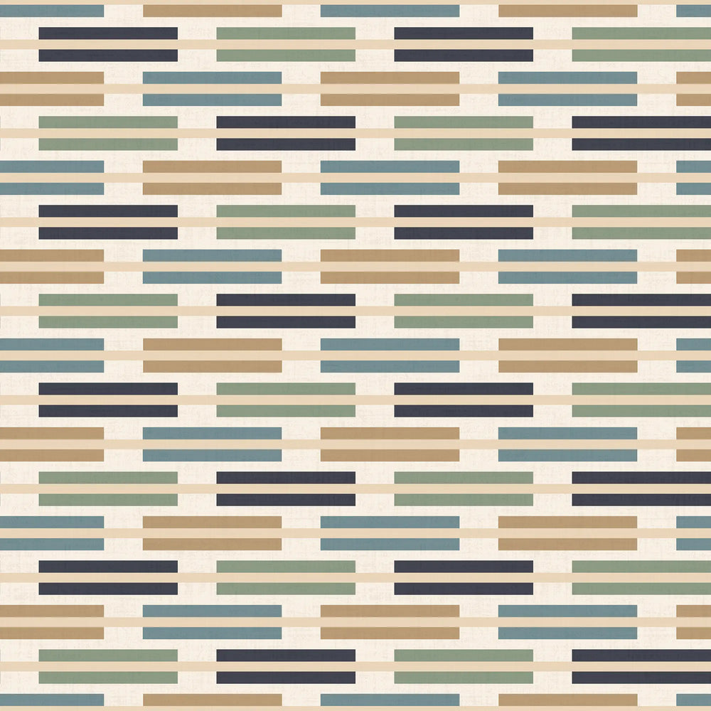Staggered Stripe Wallpaper in Cool Tones
