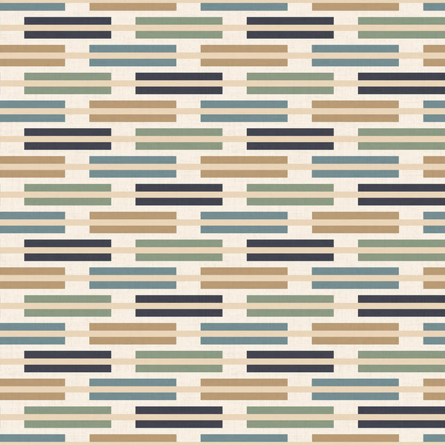 Staggered Stripe Wallpaper in Cool Tones