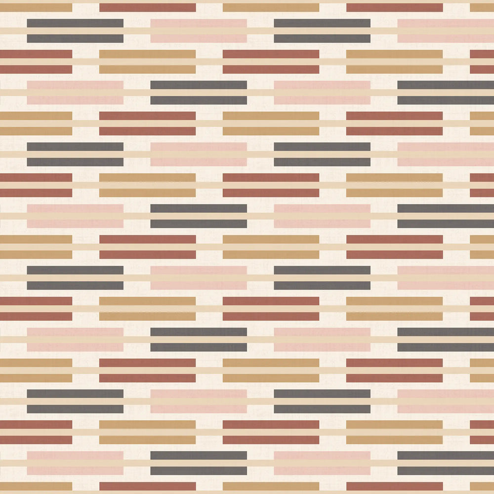 Staggered Stripe Wallpaper in Warm Tones