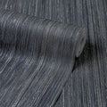 Strata Wallpaper in Charcoal with Silver Metallic
