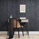 Strata Wallpaper in Charcoal with Silver Metallic