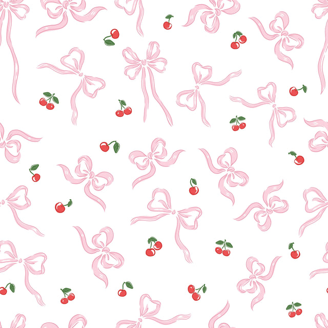 Sweet Cherry Bows Wallpaper in Pink & Red