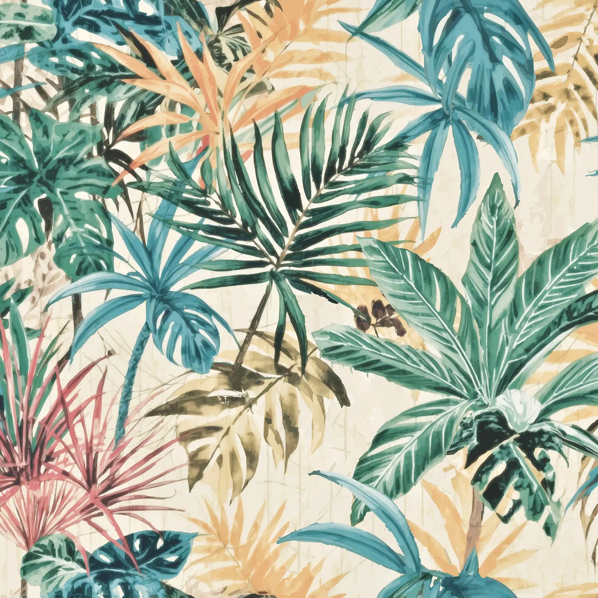 Technicolour Tropics Wallpaper in Orange and Green