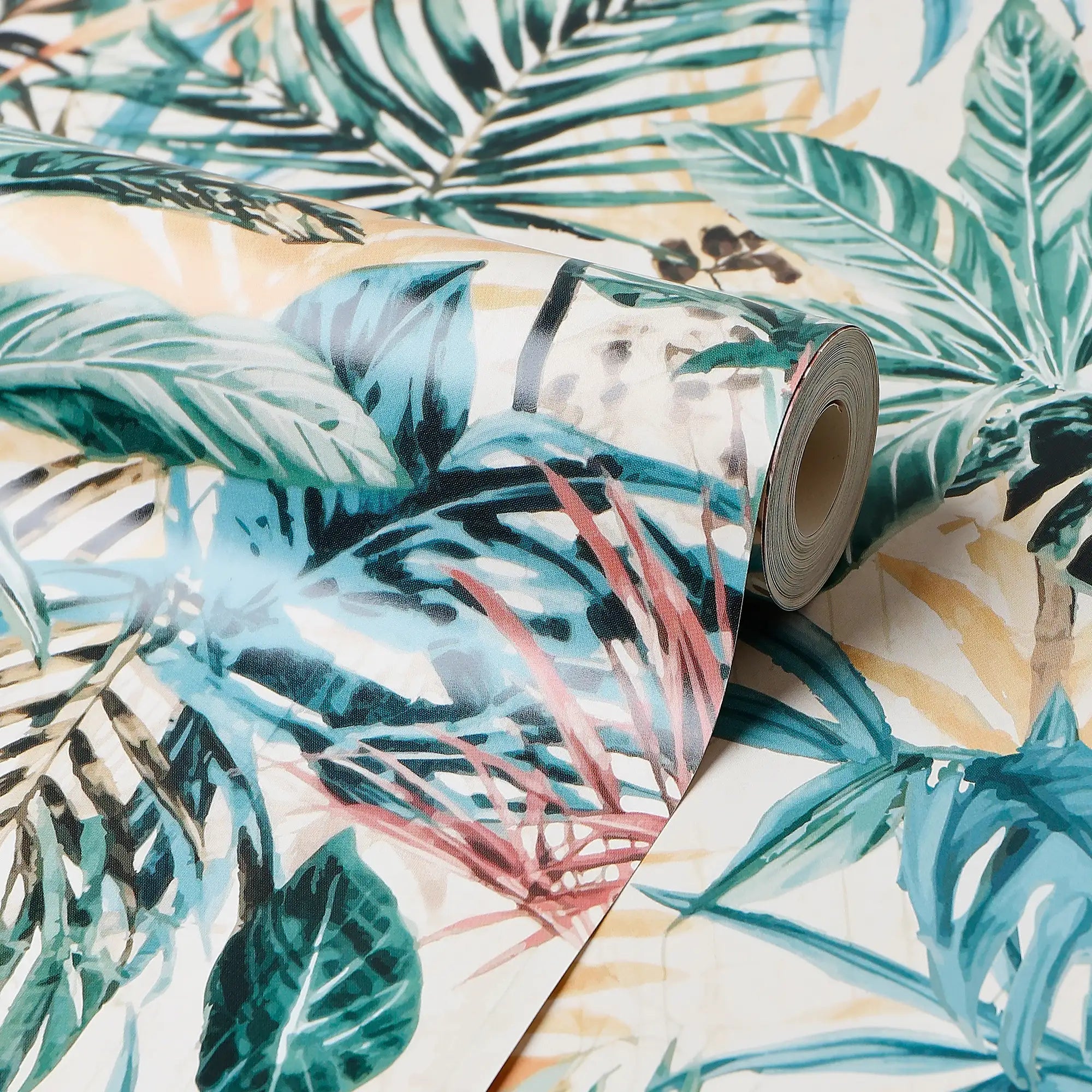 Technicolour Tropics Wallpaper in Orange and Green