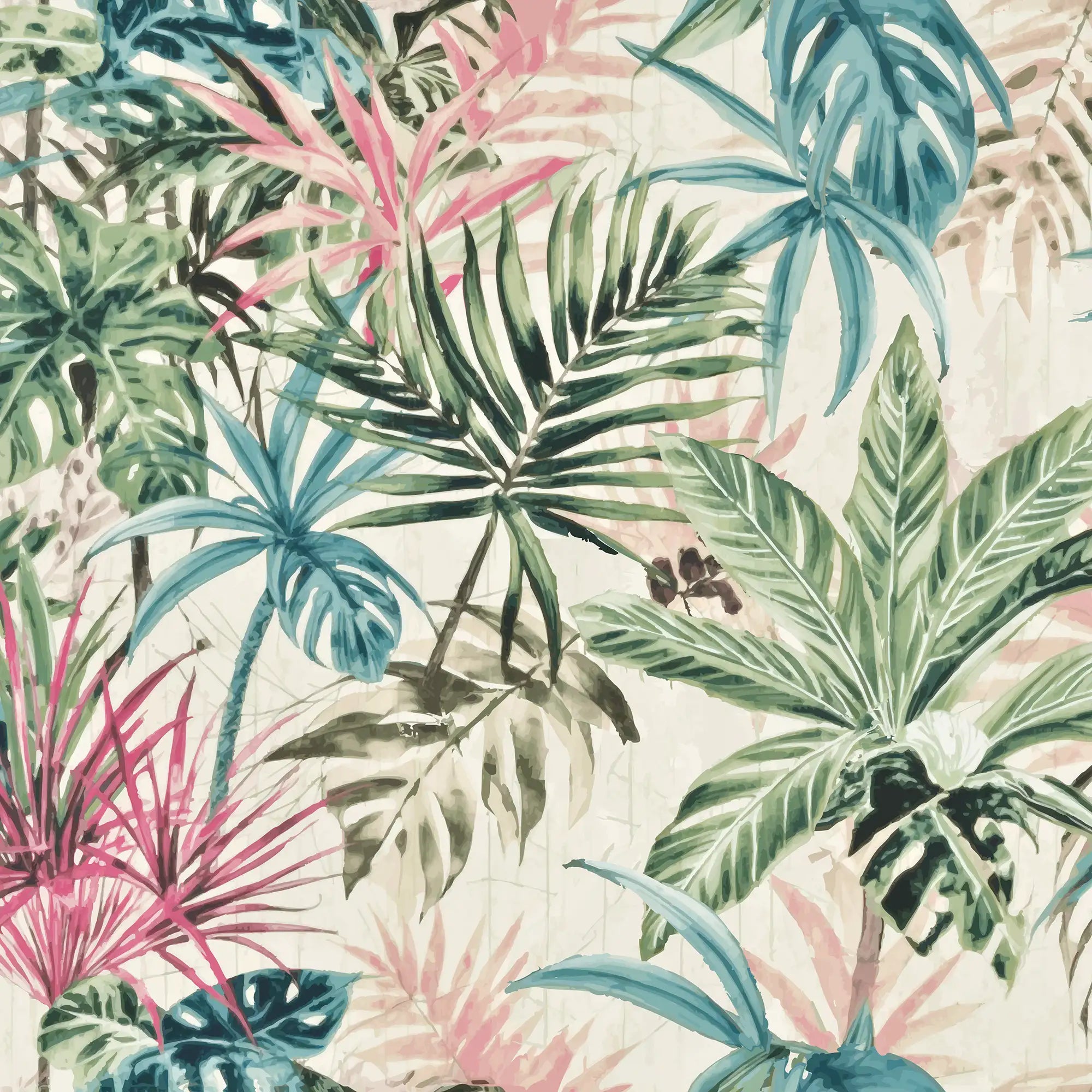 Technicolour Tropics Wallpaper in Pink and Green