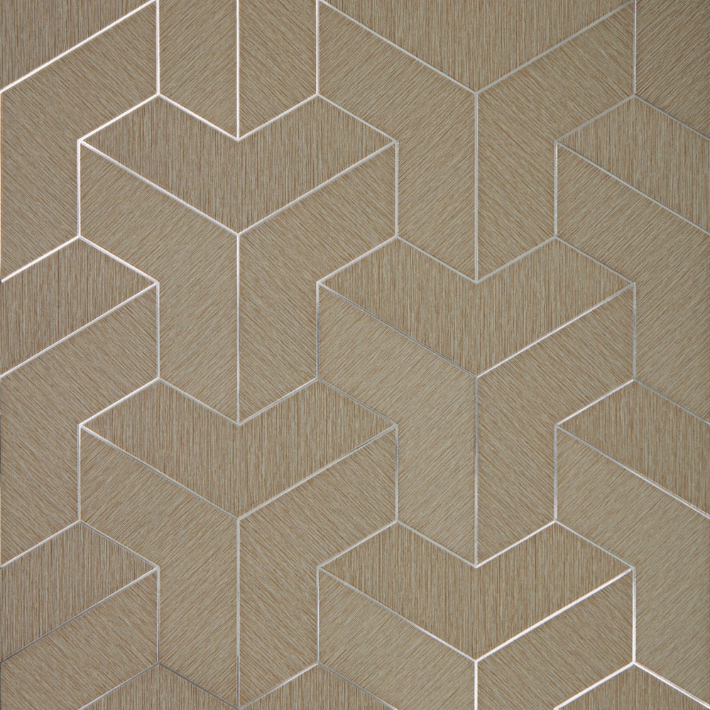 Tessellate Wallpaper in Linen with Metallic Silver