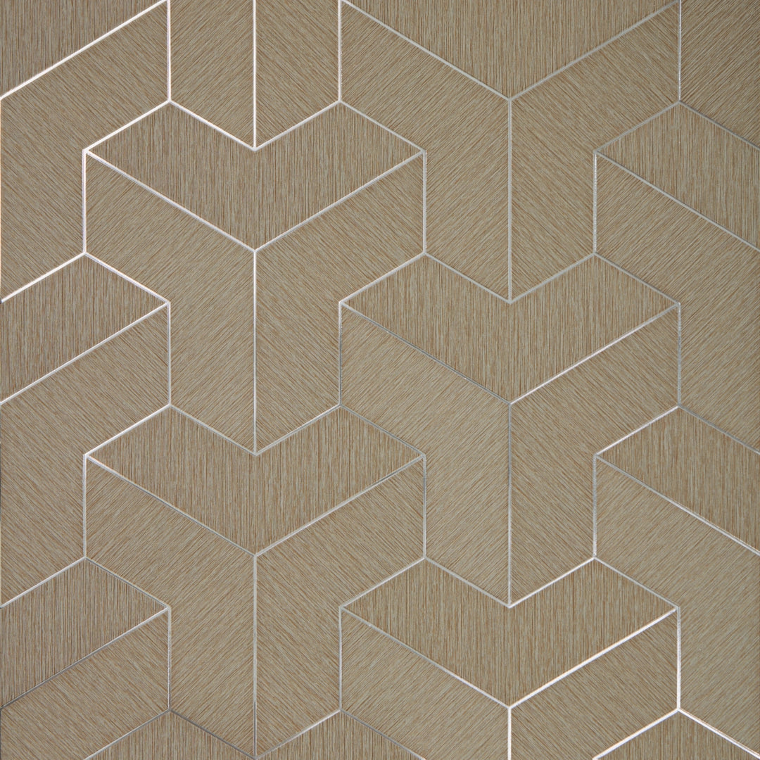 Tessellate Wallpaper in Linen with Metallic Silver
