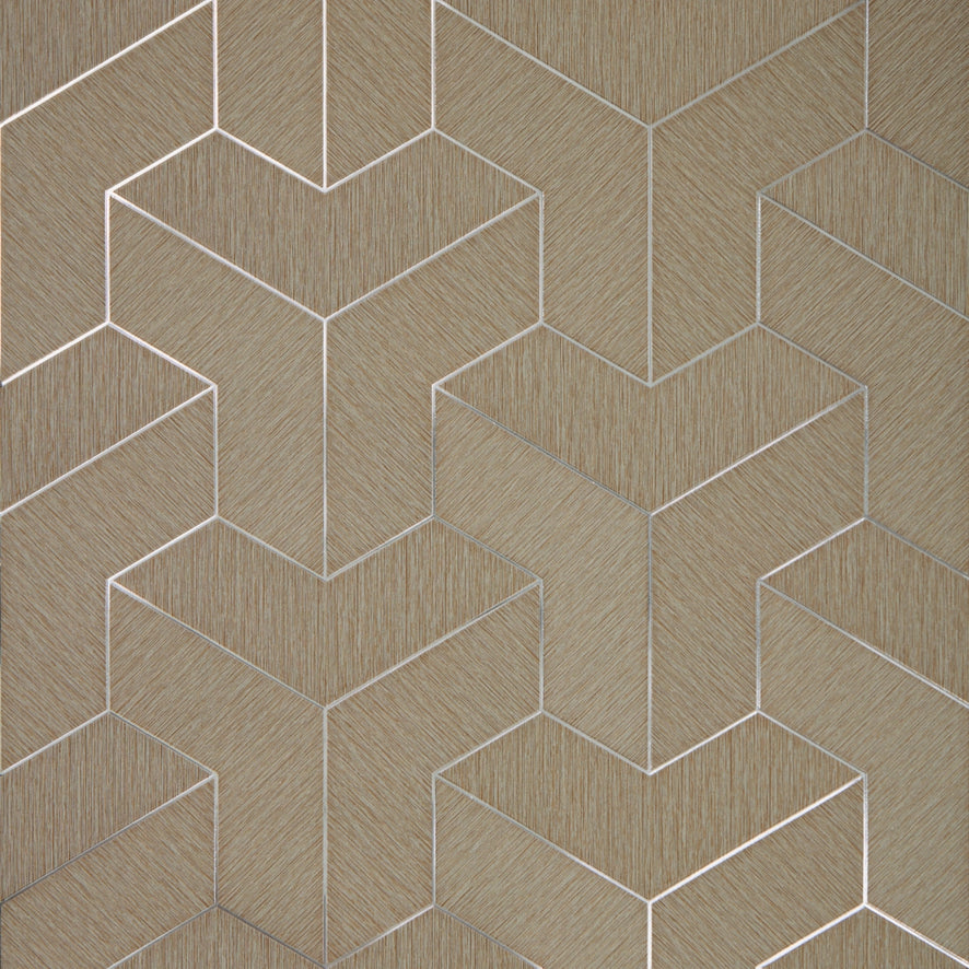 Tessellate Wallpaper in Linen with Metallic Silver