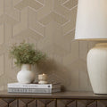 Tessellate Wallpaper in Linen with Metallic Silver