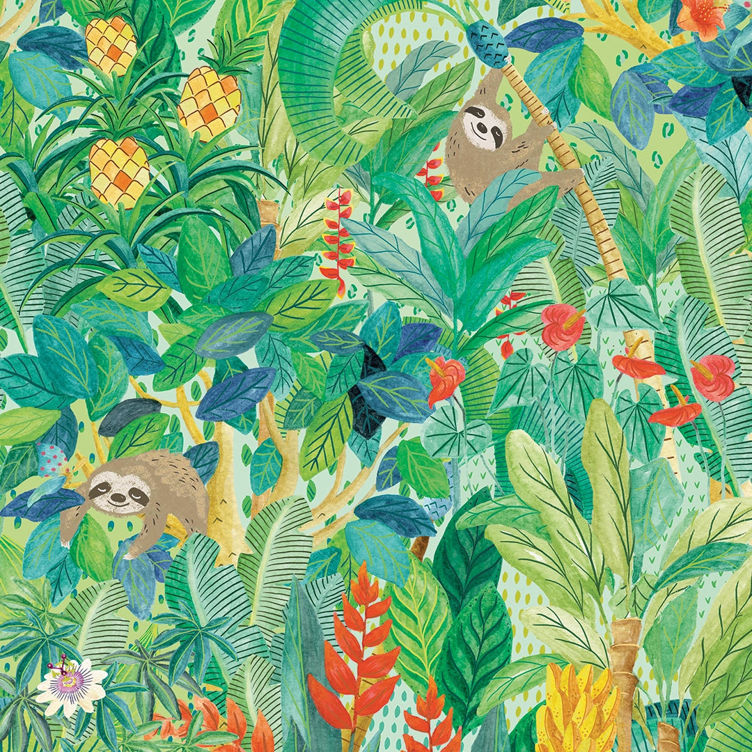 Sample of The Sloth and the Moth Wallpaper in Green
