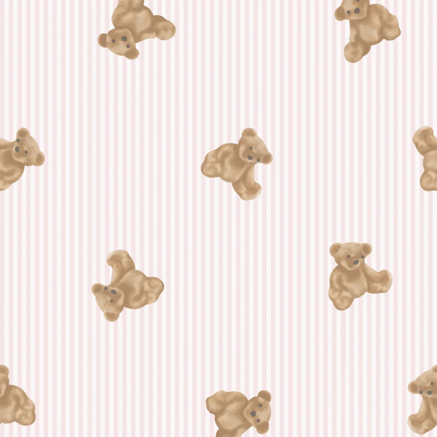 The Bear Wallpaper in Soft Pink
