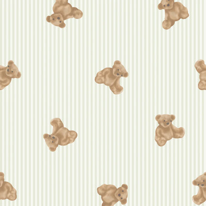 The Bear Wallpaper in Soft Sage