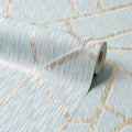 Theia Geo Wallpaper in Duck Egg with Gold Metallic