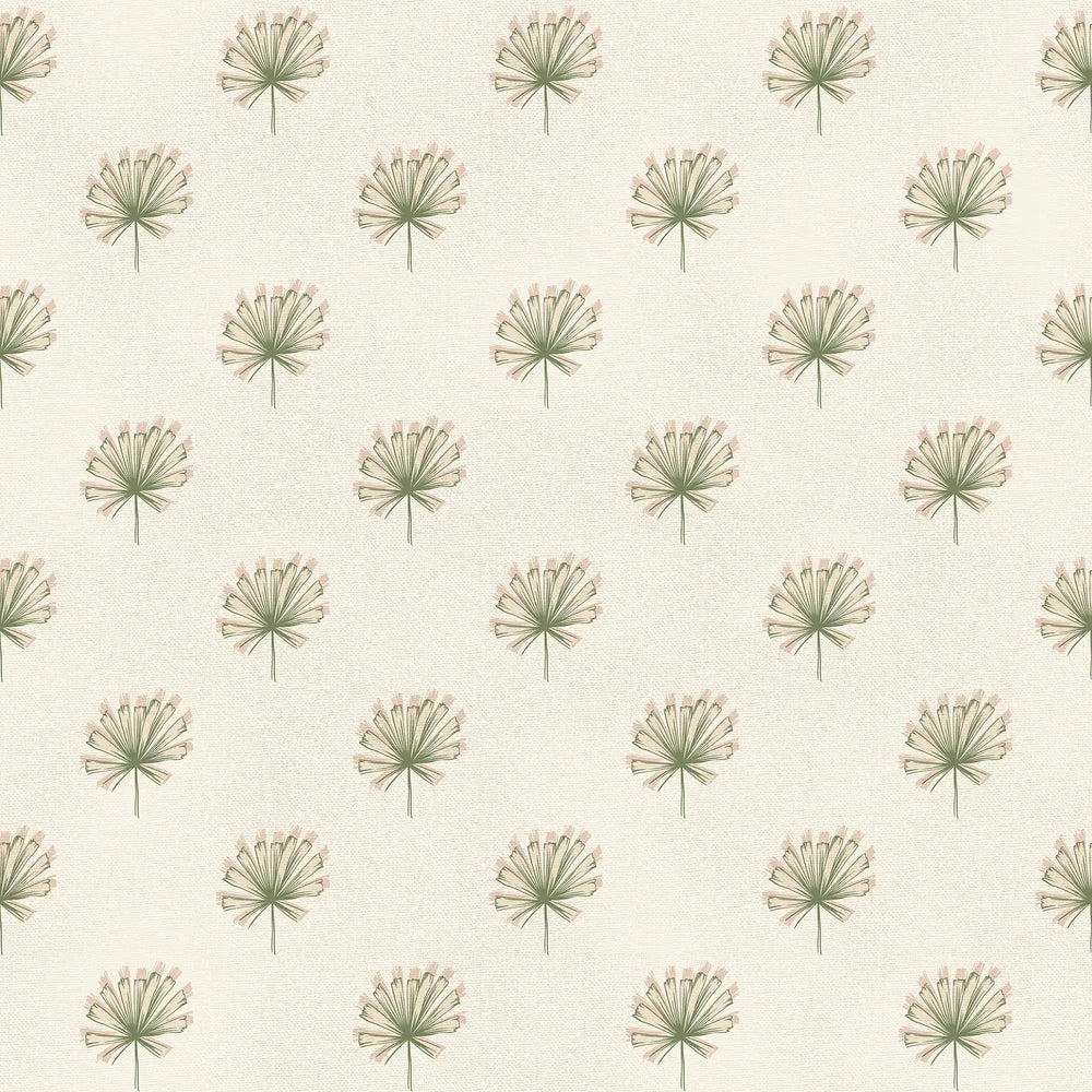 Tiny Tropics Wallpaper in Green on Cream