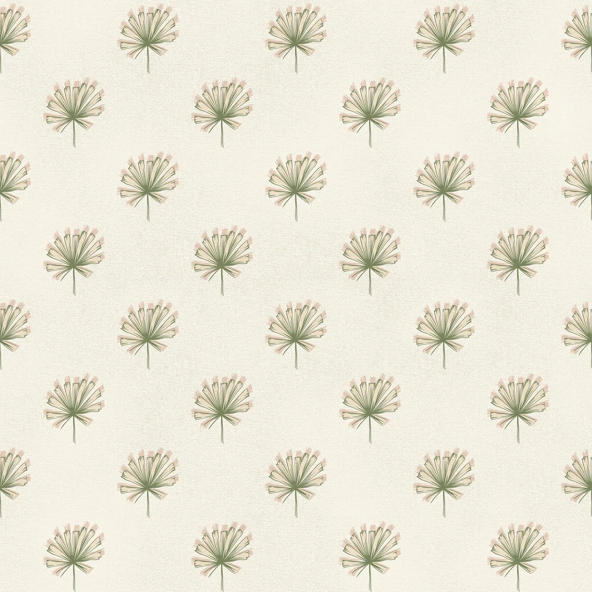 Tiny Tropics Wallpaper in Green on Cream