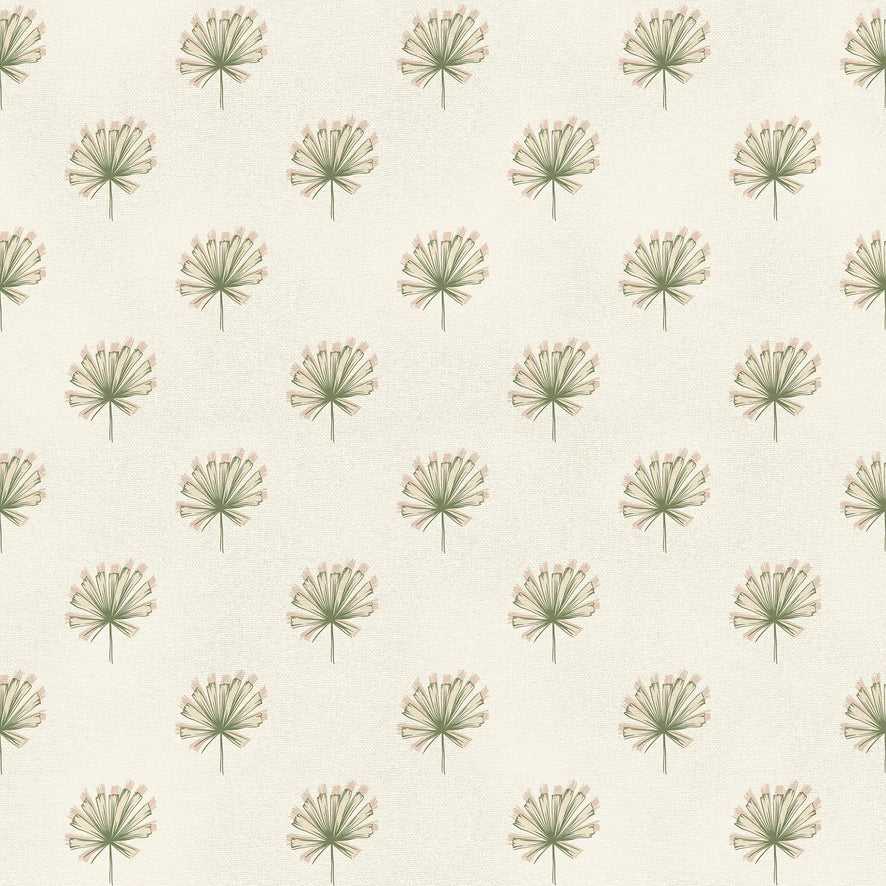 Tiny Tropics Wallpaper in Green on Cream