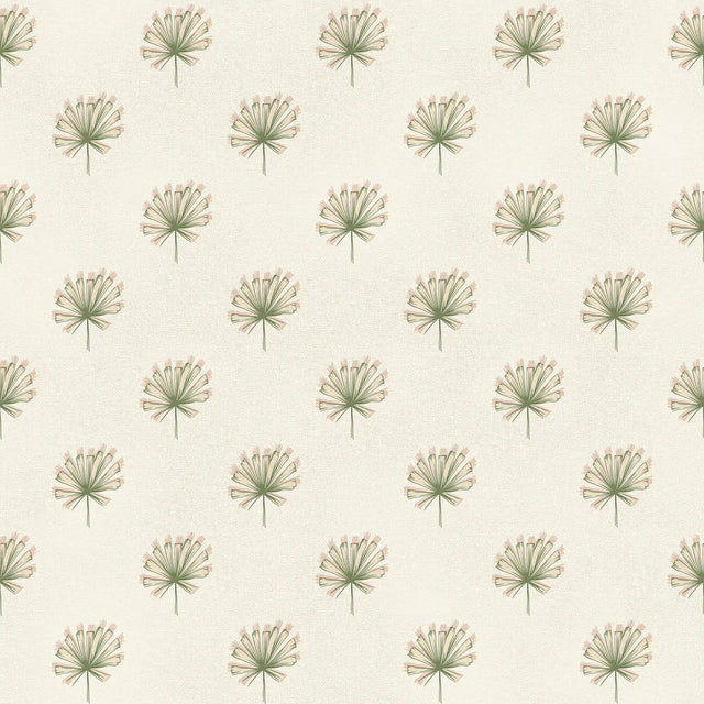 Tiny Tropics Wallpaper in Green on Cream