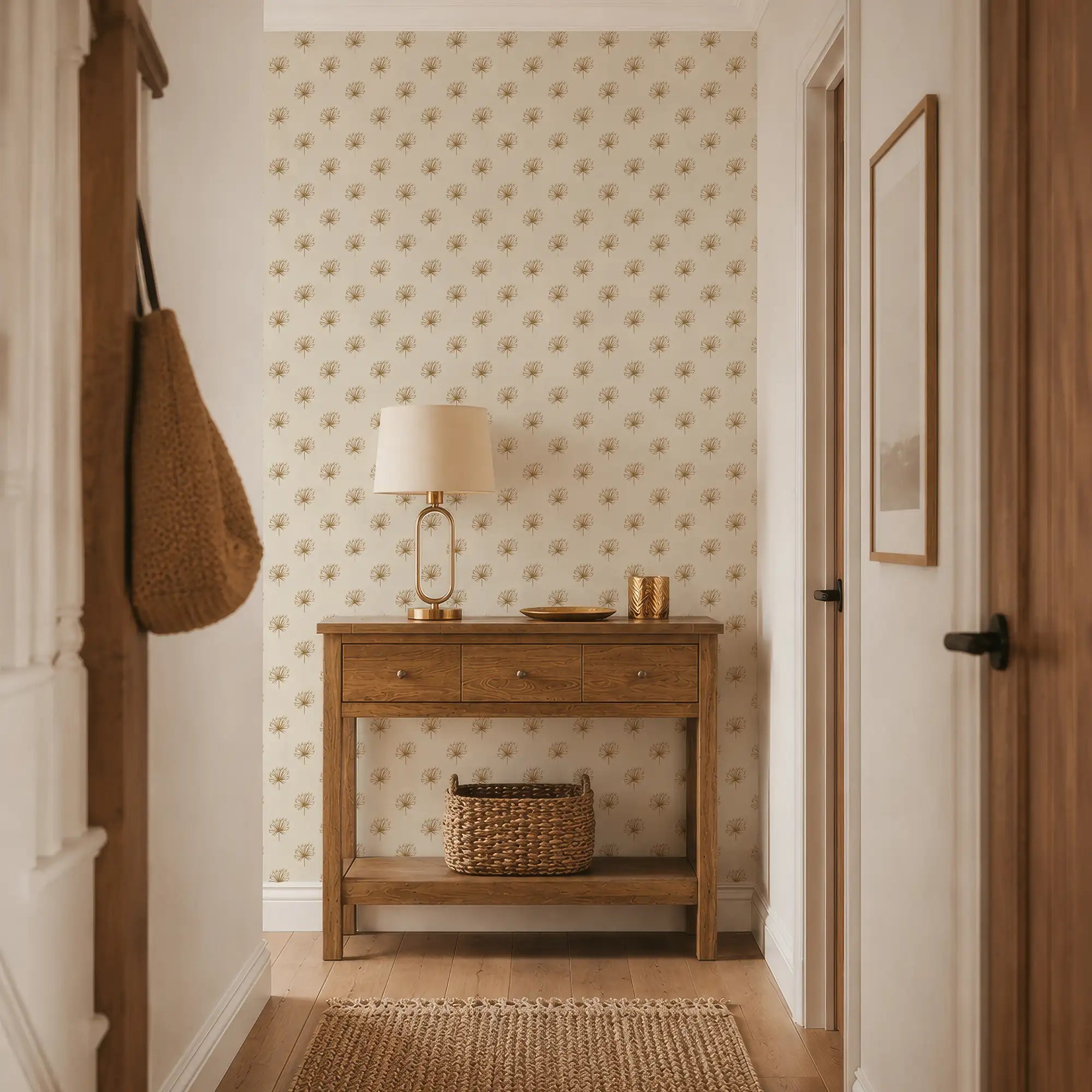 Tiny Tropics Wallpaper in Honey on Cream