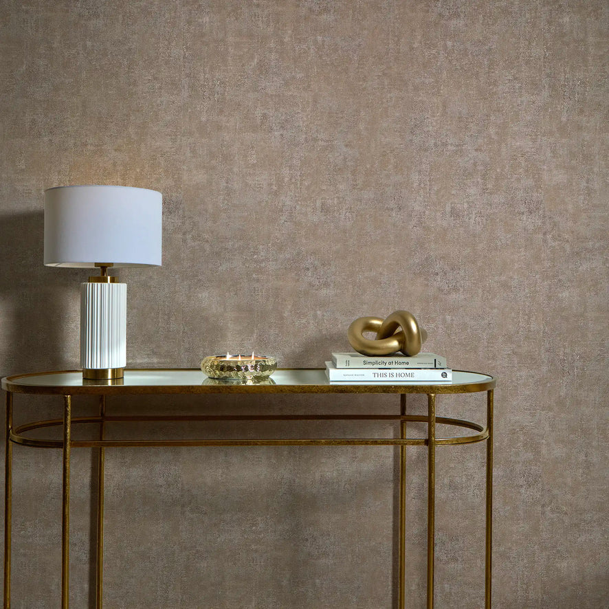 Torino Wallpaper in Cappuccino with Gold Metallic