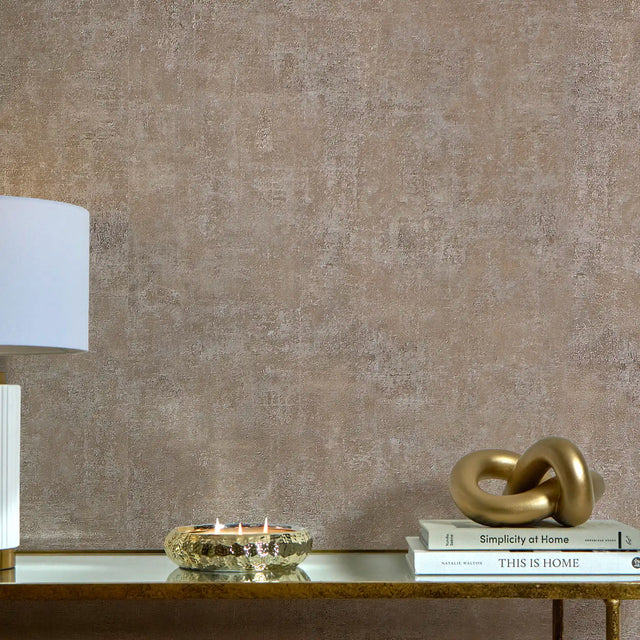 Torino Wallpaper in Cappuccino with Gold Metallic