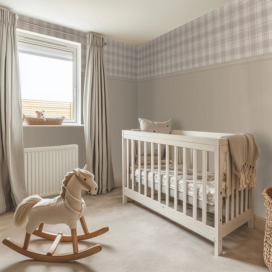 Traditional Check Traditional Check Panel Wallpaper in Cream and Butterscotch with Light ...