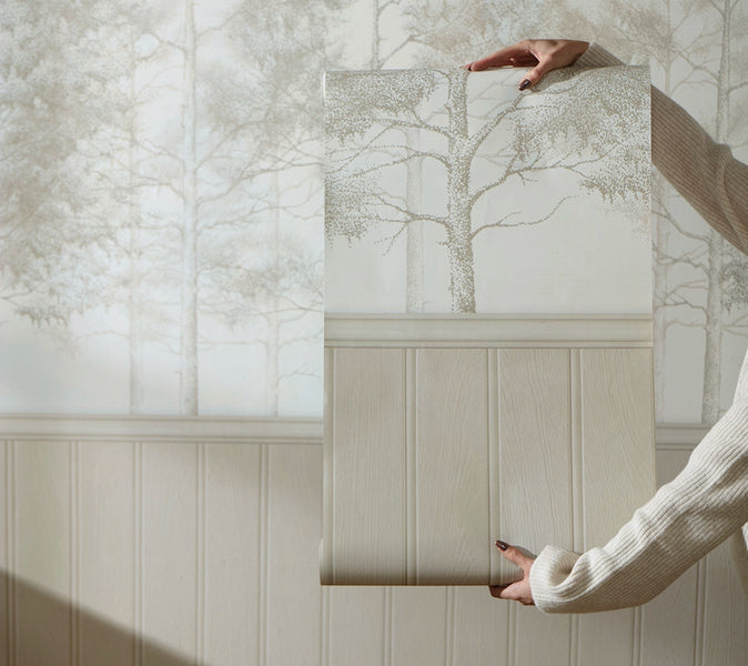 Woodland Whisper Panel Wallpaper in Cream