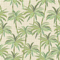 Tropical Rattan Wallpaper in Green on Cream
