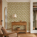 Tropical Rattan Wallpaper in Honey on Cream