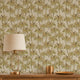 Tropical Rattan Wallpaper in Honey on Cream