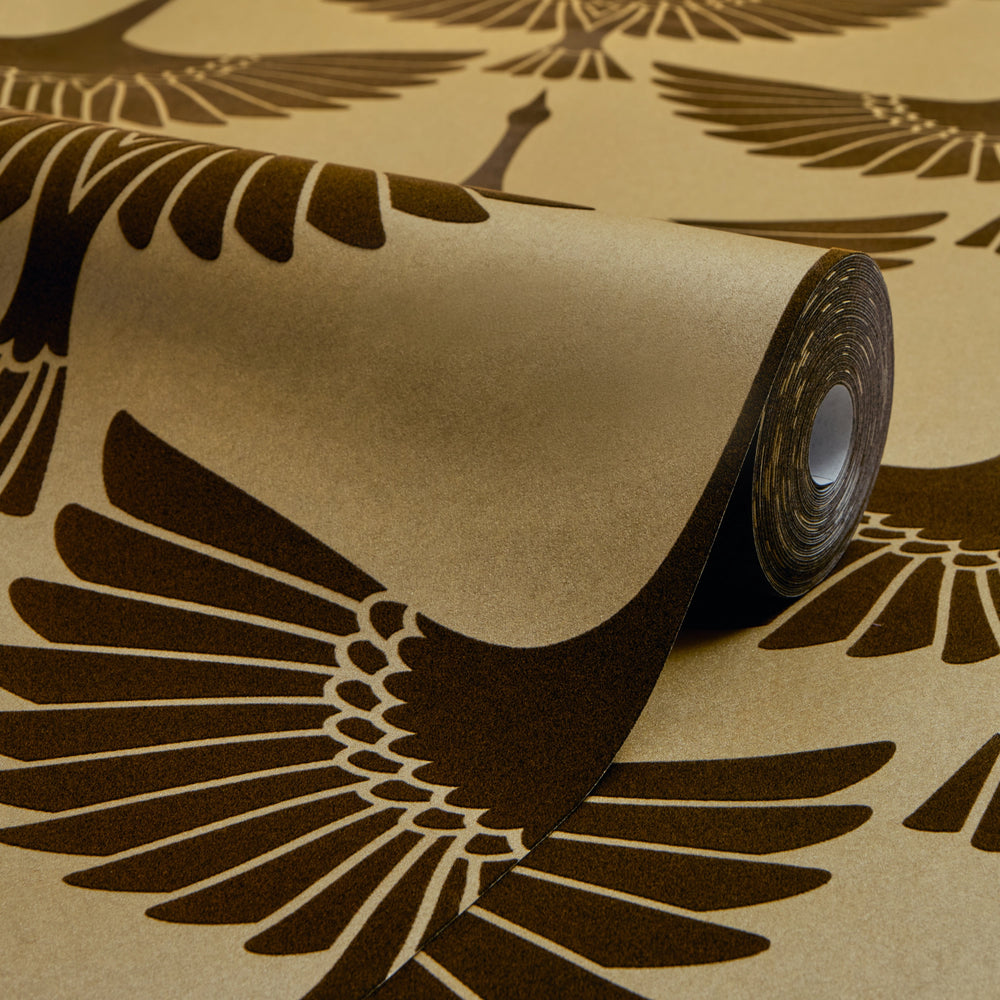 Velvet Opulence Wallpaper in Gold and Dappled Umber