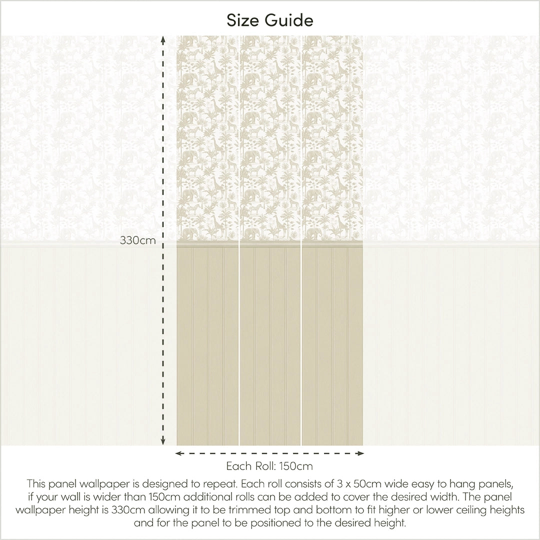 Vintage Explorer Panel Wallpaper in Neutral with Neutral Panel