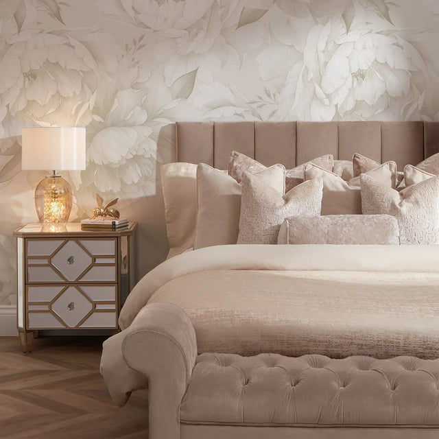 Vintage Peony Full Wall Mural in Cool Neutrals