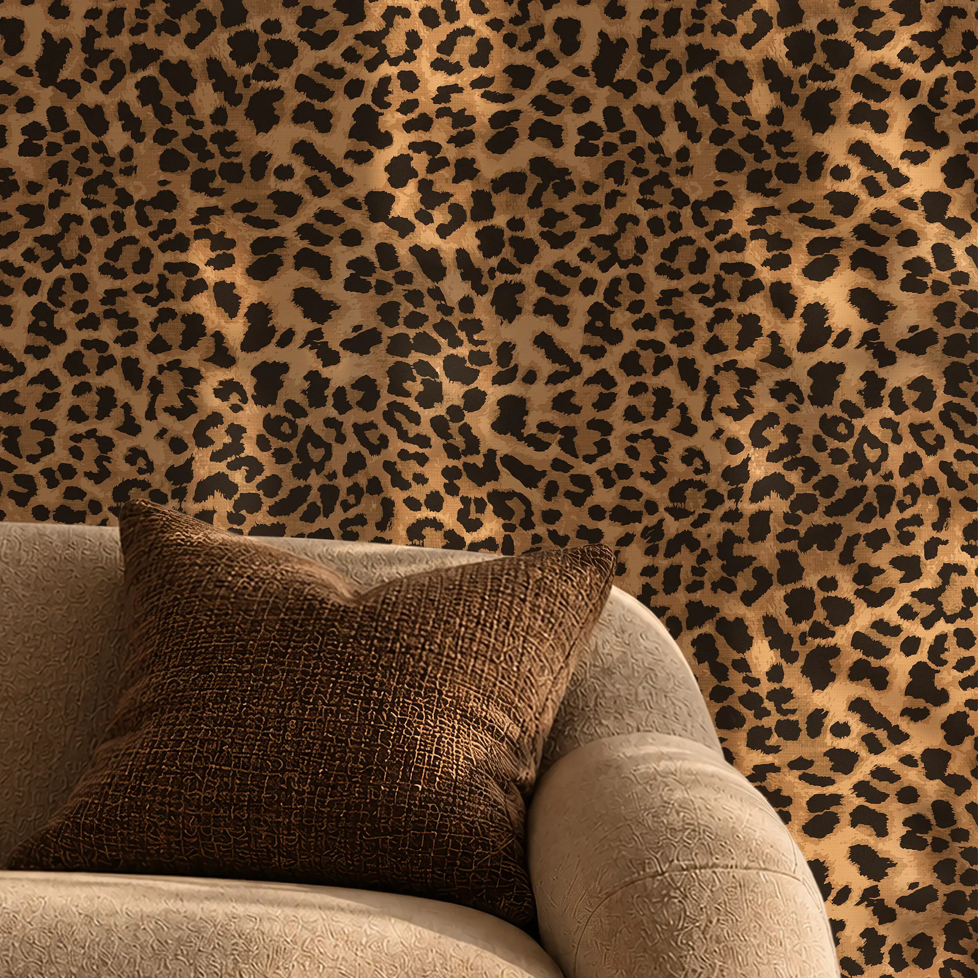 Vintage Leopard Wallpaper in Brown and Black