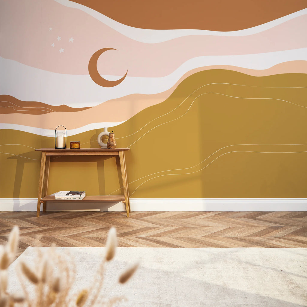 Desert Sunset Mural in Ochre