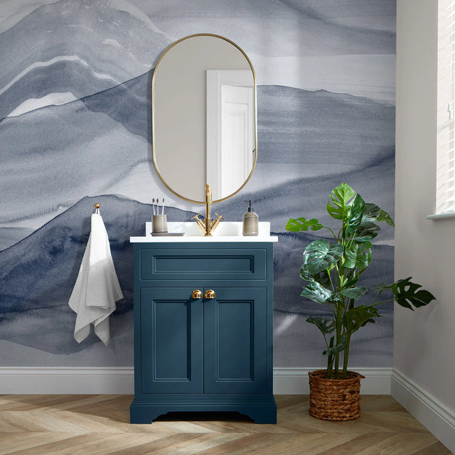 Watercolour Mountains Full Wall Mural in Deep Blue