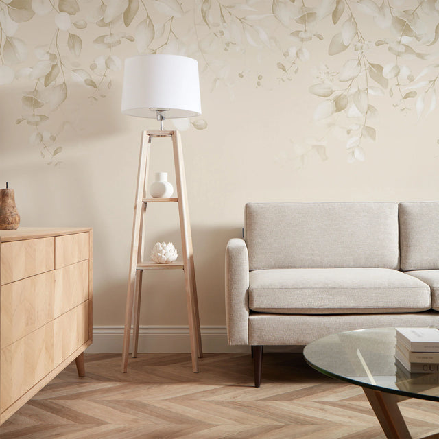 Eucalyptus Cascade Full Wall Mural in Sandstone