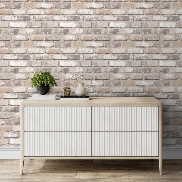 Wandsworth Brick Wallpaper in Grey and Beige