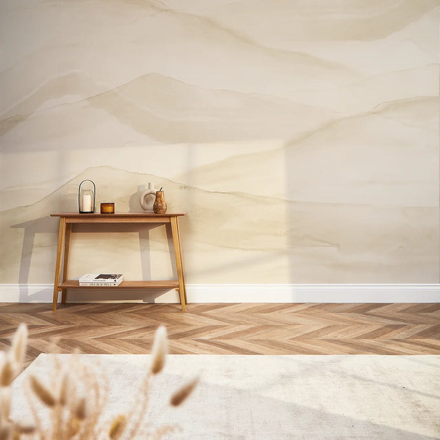 Watercolour Mountains Full Wall Mural in Natural Lime Wash