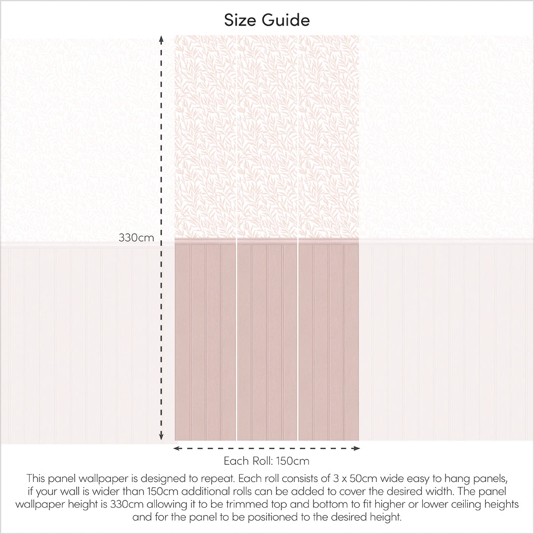 Willow Leaf Panel Wallpaper in Pink with Pink Panel