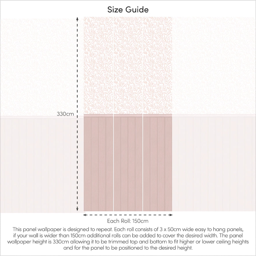 Willow Leaf Panel Wallpaper in Pink with Pink Panel – I Love Wallpaper