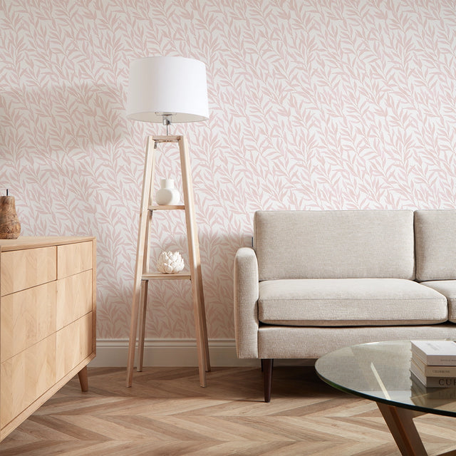 Willow Leaf Wallpaper in Pink