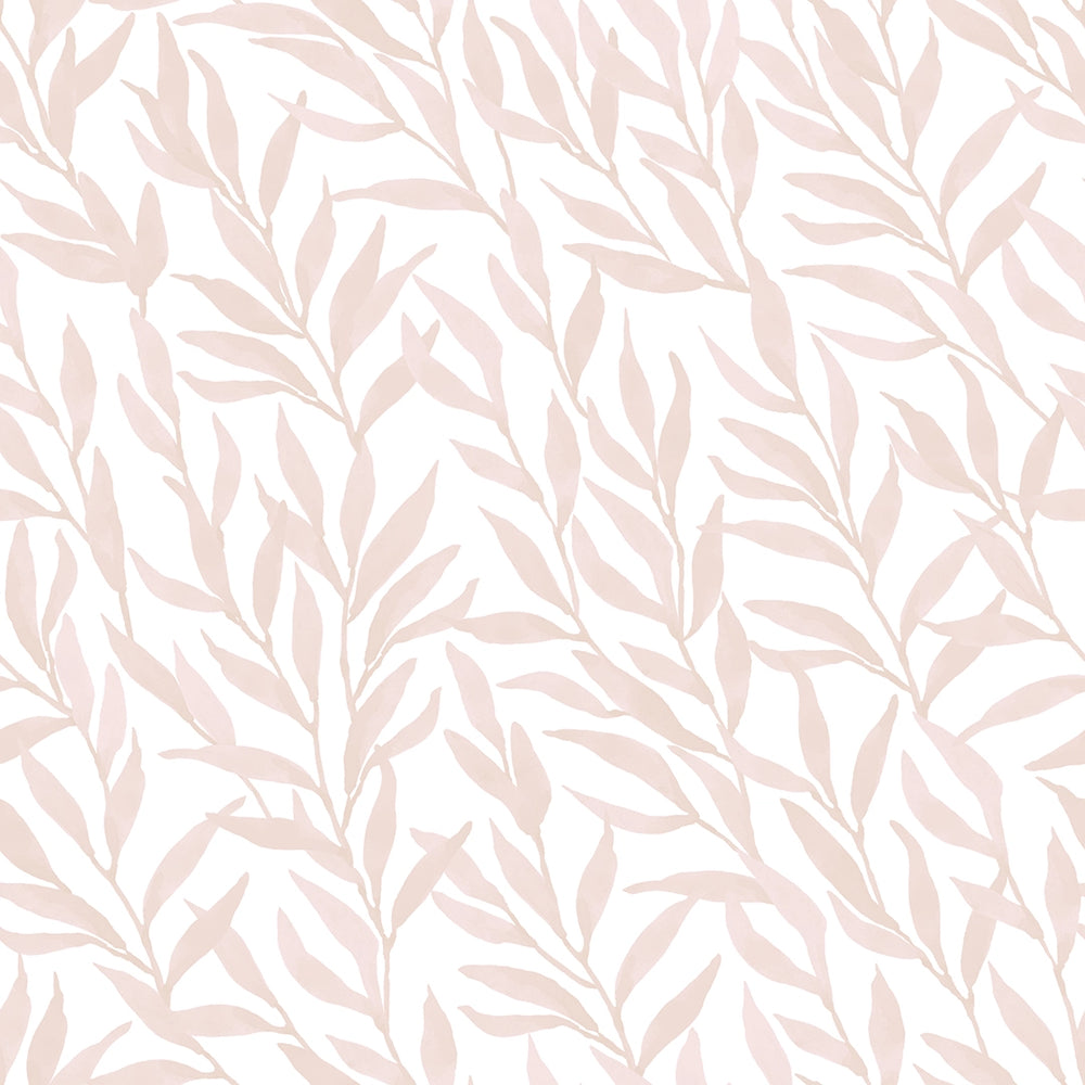 Sample of Willow Leaf Wallpaper in Pink