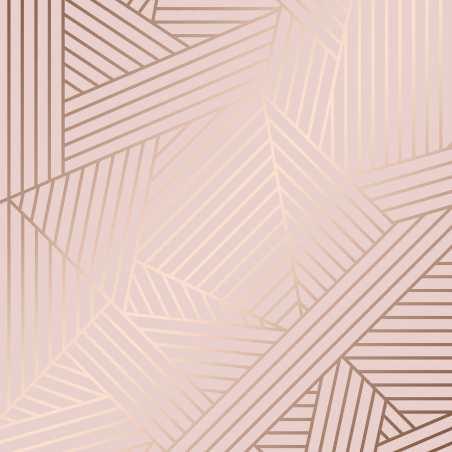 Wingate Geometric Wallpaper in Pink and Rose Gold