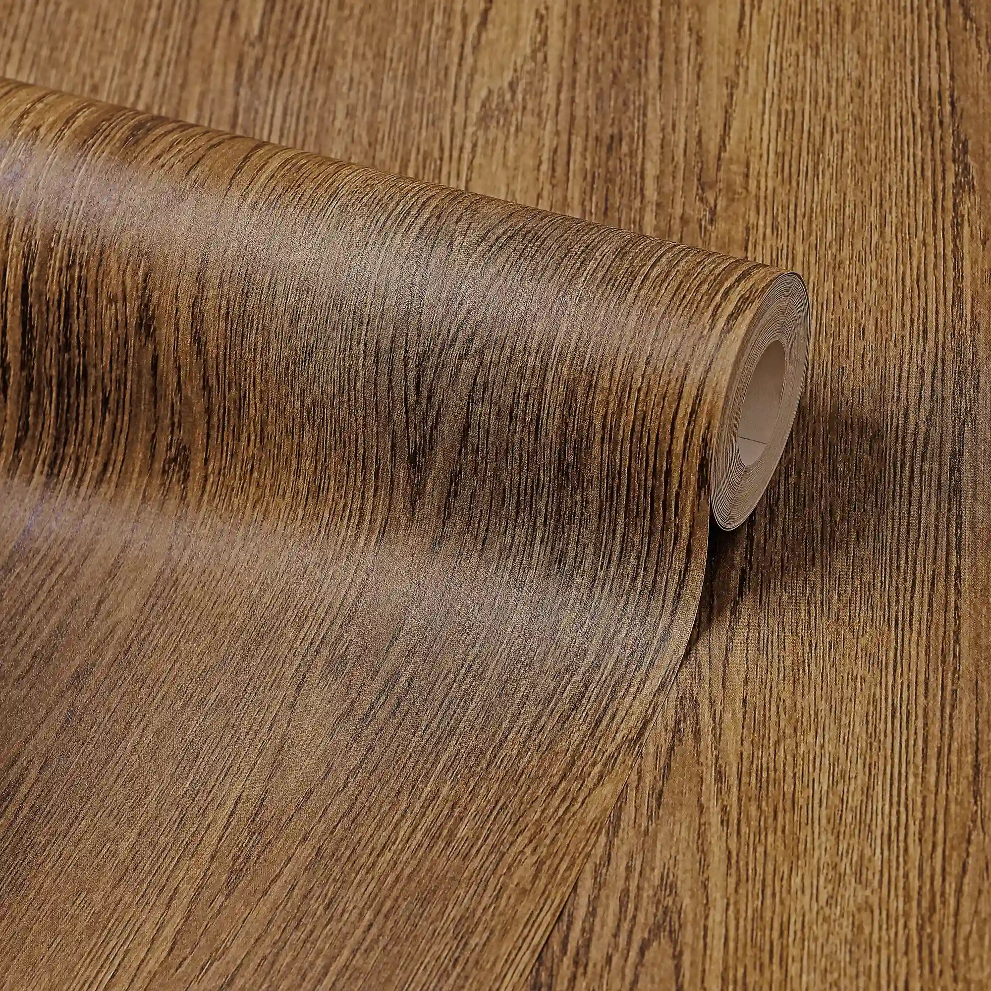 Wood Grain Wallpaper in Dark Oak