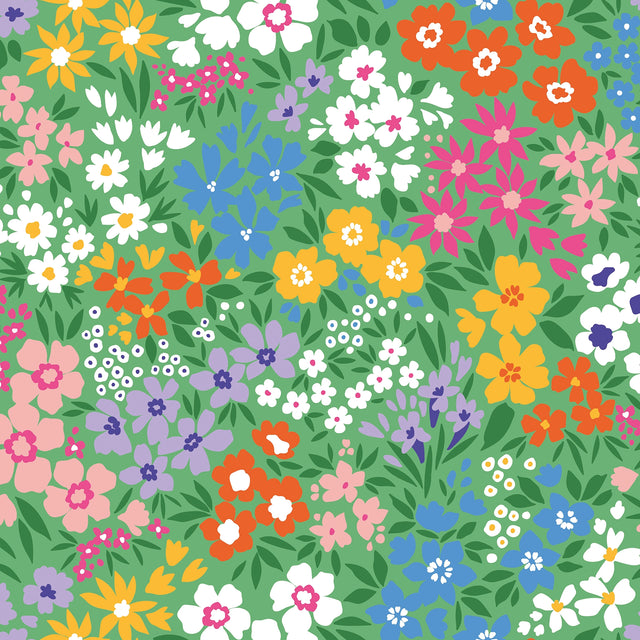 Woodland Meadow Wallpaper in Brights on Green