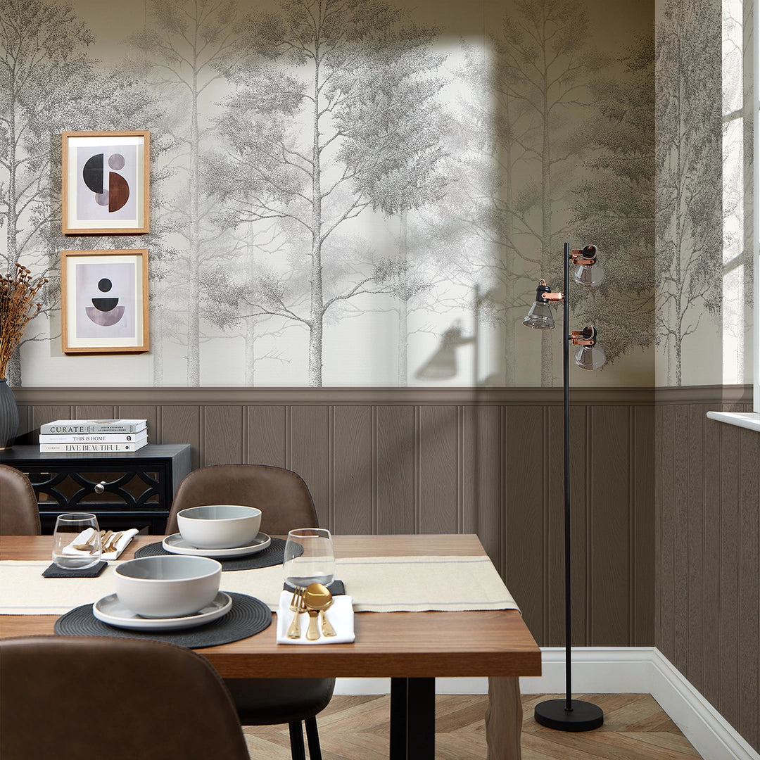Woodland Whisper Panel Wallpaper in Mocha